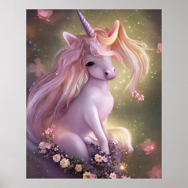 Rosa Baby Unicorn Poster (Framsidan)