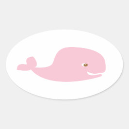 Rosa Baby Whale - sin flicka Ovalt Klistermärke