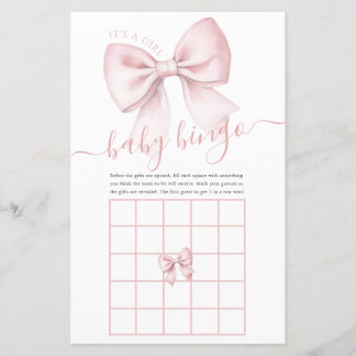 Rosa babybabord Babybingo Det är en flicka Baby Sh