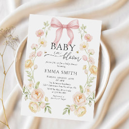 Rosa babyband i blom Baby Shower-inbjudan Inbjudningar
