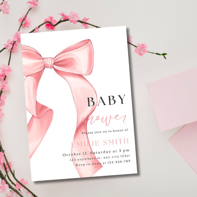 Rosa babybjudning för flicka, babybjudningsinbjuda inbjudan (Skapare uppladdad)