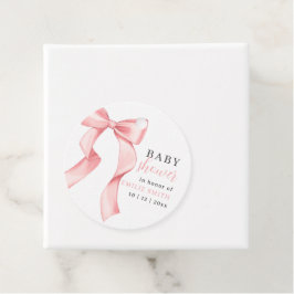 Rosa babybjudningskort med rosett, Rosa coquette Gåvor Etiketter
