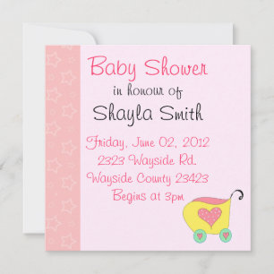 Rosa Babybugg Showers Inbjudningar