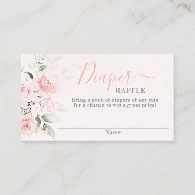  Rosa babydusch Flicka Diaper Raffle Card Tilläggskort (Framsida)
