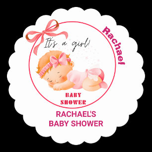 Rosa babyfirande, babyflicka firande underlägg papper