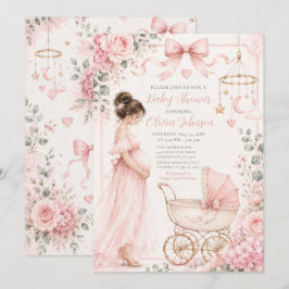 Rosa babyfirande firande inbjudningar