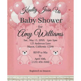 Rosa Babyfirande Inbjudan