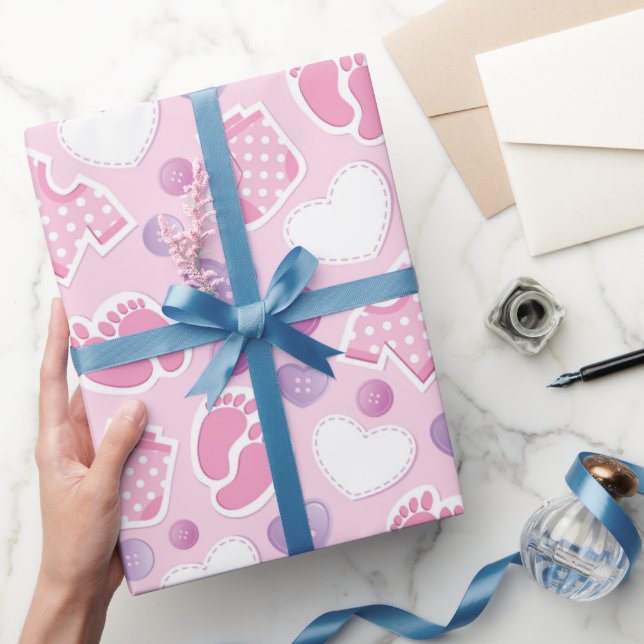 Rosa babyfirande  presentpapper (Gifting)