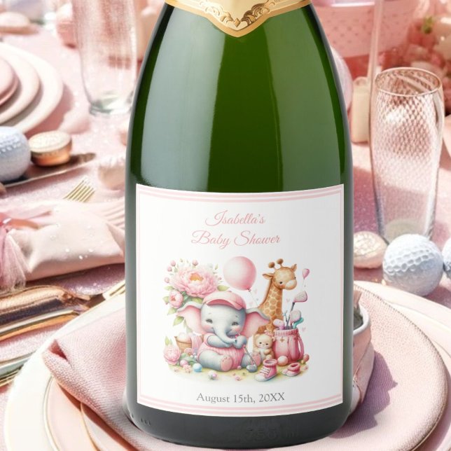 Rosa babyflicka elefant & giraff golf baby shower (Skapare uppladdad)