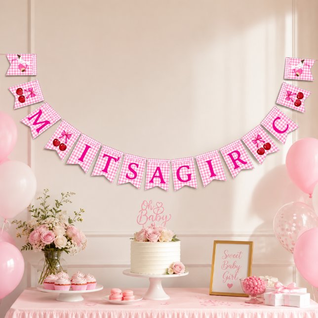 Rosa Babyflicka Förälders Personliga Monogram Vimplar (Skapare uppladdad)