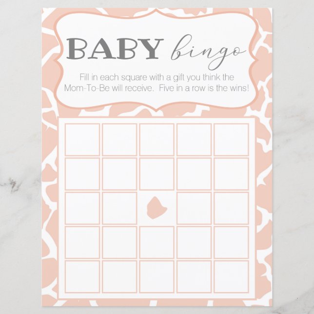 Rosa Babyflicka Giraff Baby Bingo (Framsida)