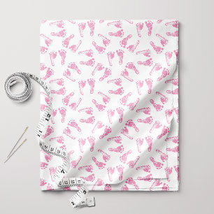 Rosa babyfotsmönster tyg