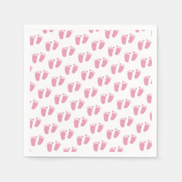 Rosa babyfötter - babybadsfest pappersservett