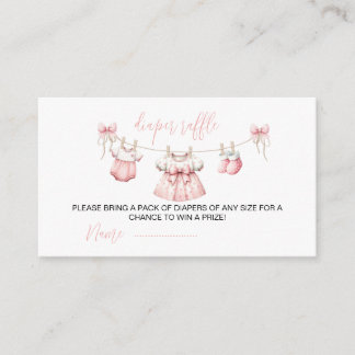 Rosa babykläder flicka blöja lotteri baby shower tilläggskort