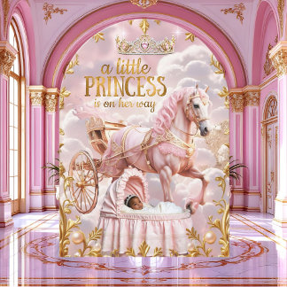 Rosa Babykläder med etik Princess Carriage Inbjudningar