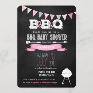Rosa BabyQ BBQ Baby Shower-inbjudan Inbjudningar