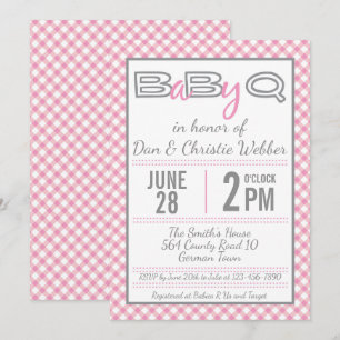 Rosa BabyQ BBQ Baby Shower-inbjudan Inbjudningar