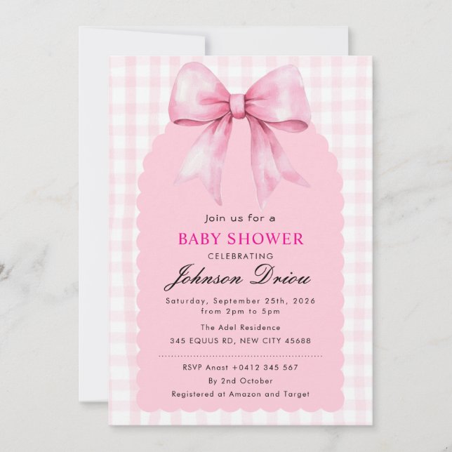 Rosa Babyshower för Flicka Inbjudningar (Framsida)
