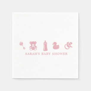 Rosa babyshower-pappersservetter pappersservett