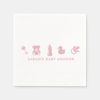 Rosa babyshower-pappersservetter pappersservett