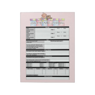 Rosa Babysittersjournalanteckningsblock Anteckningsblock