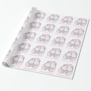 Rosa babyskor Baby Shower Presentpapper