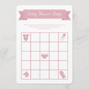 Rosa Babyskor Bingo Game-Dubblan sida vid sida Inbjudningar