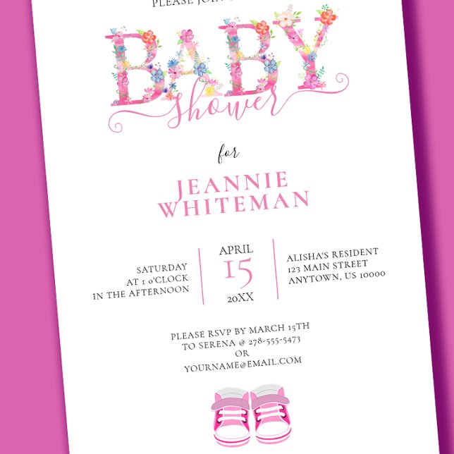 Rosa babystrumpor Baby Shower Inbjudningar (Skapare uppladdad)