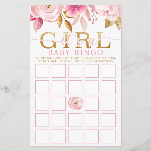  Rosa-babyvykort för Bingo-spel (Framsida)