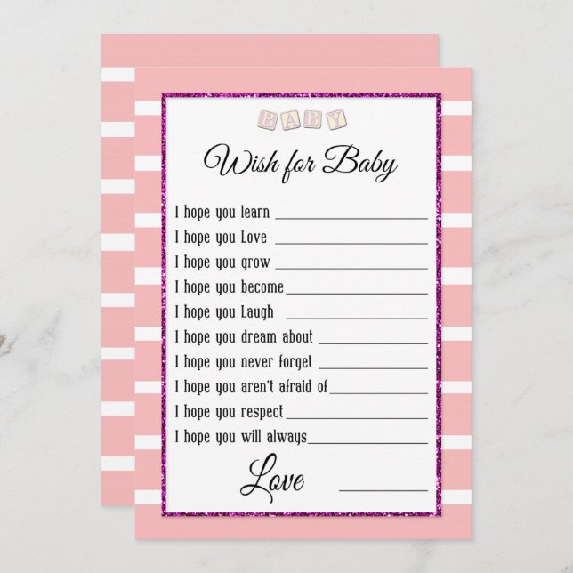 Rosa Babyvykort Inbjudningar (Fram/baksida)