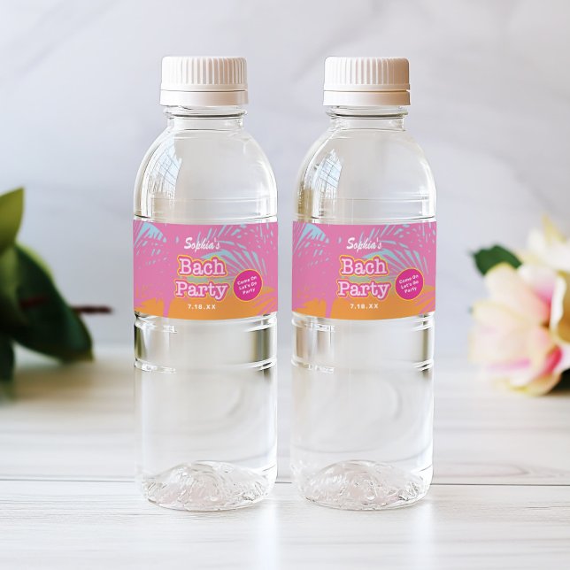 Rosa Bach Party Food and Beverage Label Set Vattenflaskor Etikett (Skapare uppladdad)