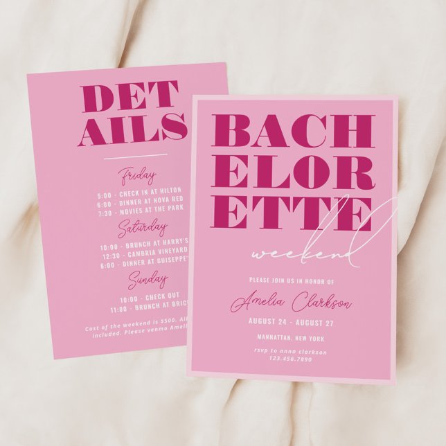 Rosa Bachelorette-helg Inbjudningar (Skapare uppladdad)