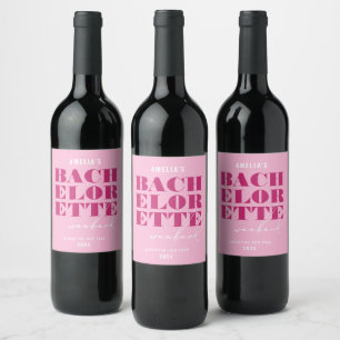 Rosa Bachelorette-helg Vinflaska Etikett