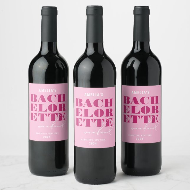 Rosa Bachelorette-helg Vinflaska Etikett (Flaskor)
