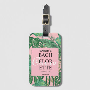 Rosa Bachelorette Helgdag Handflatan Tropical Bagagebricka