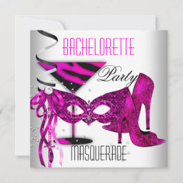 Rosa Bachelorette MasquupperaWhite Heel Shoes Inbjudningar