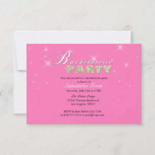 Rosa Bachelorette-partiets inbjudan till Sparkly G