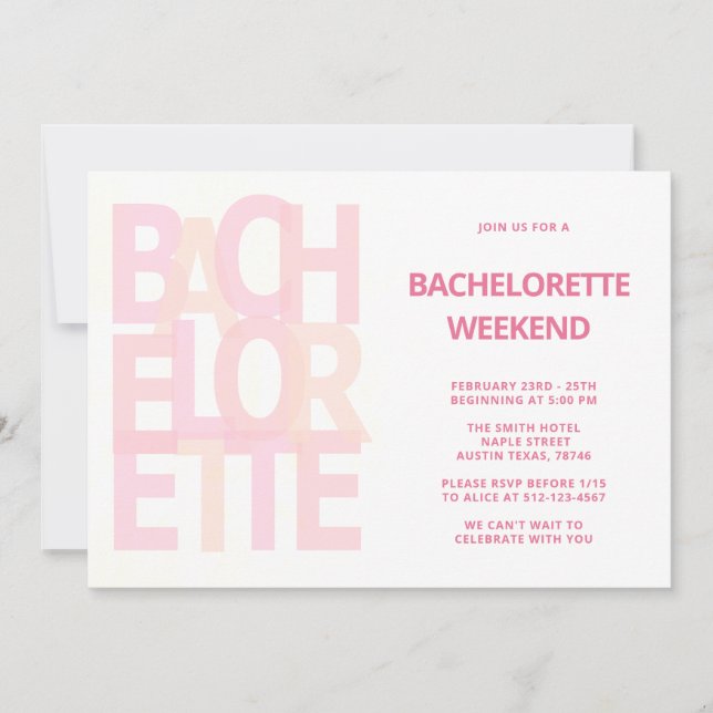 Rosa Bachelorette-partiets inbjudningar (Framsida)