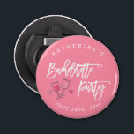 Rosa Bachelorette Party Button Bottle-öppnare Flasköppnare<br><div class="desc">Pop flaskor i stil med vår Rosa Bachelorette Party Button Bottle-öppnare! Roligt,  flirt och funktionalitet,  det är perfektens partis fördel för ditt brudstam. Kompakt och söt med lekfulla rosa-vibes,  det är ett måste-ha-tillbehör för att fira den blivande bruden!</div>