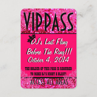 Rosa Bachelorette Party VIP PASS Inbjudningar