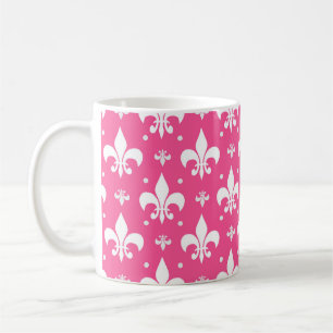 Rosa Background Fleur-de-lis Mönster Design Kaffemugg