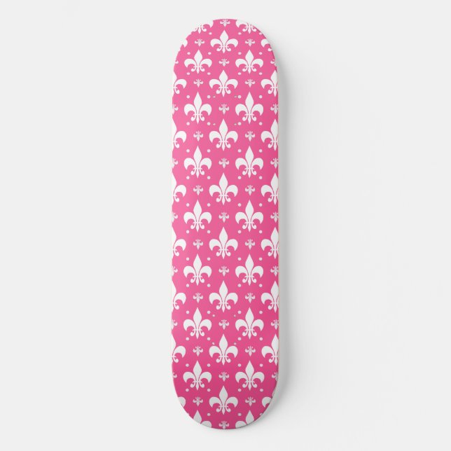 Rosa Background Fleur-de-lis Mönster Design Mini Skateboard Bräda 18,5 Cm (Framsida)