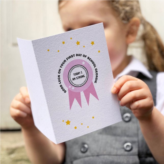 Rosa Badge I dag är jag stark Back to school Tur Kort (Skapare uppladdad)