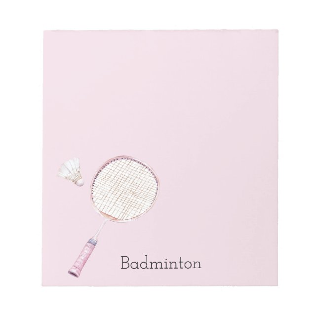 Rosa Badminton Sport Anteckningsblock (Framsida)