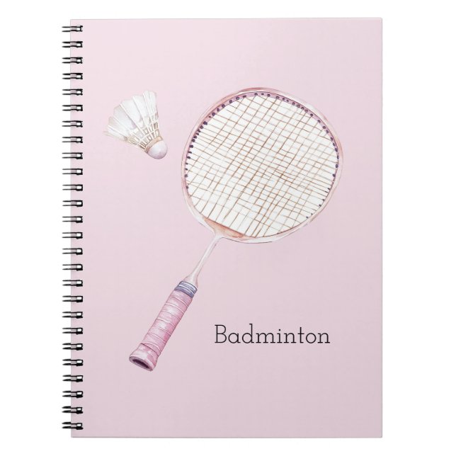 Rosa Badminton Sport Anteckningsbok (Framsidan)