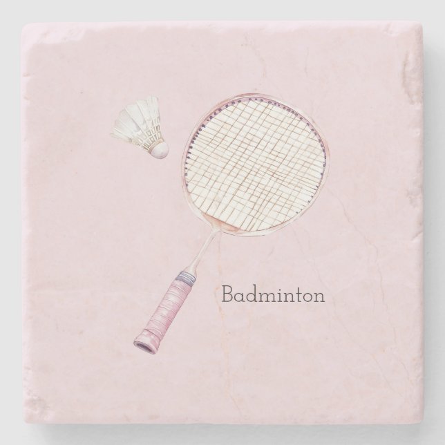 Rosa Badminton Sport Stenunderlägg (Framsidan)