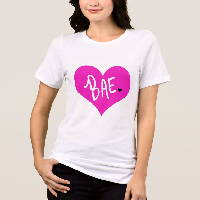 Rosa BAE Heart T Shirt (Framsida)