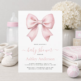Rosa Båg Flicka Baby Shower Inbjudningar