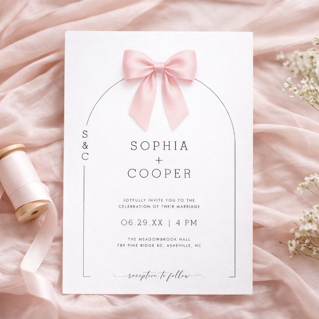 Rosa båge Ark Modern Serif Bröllopsinbjudan Inbjudningar (Skapare uppladdad)