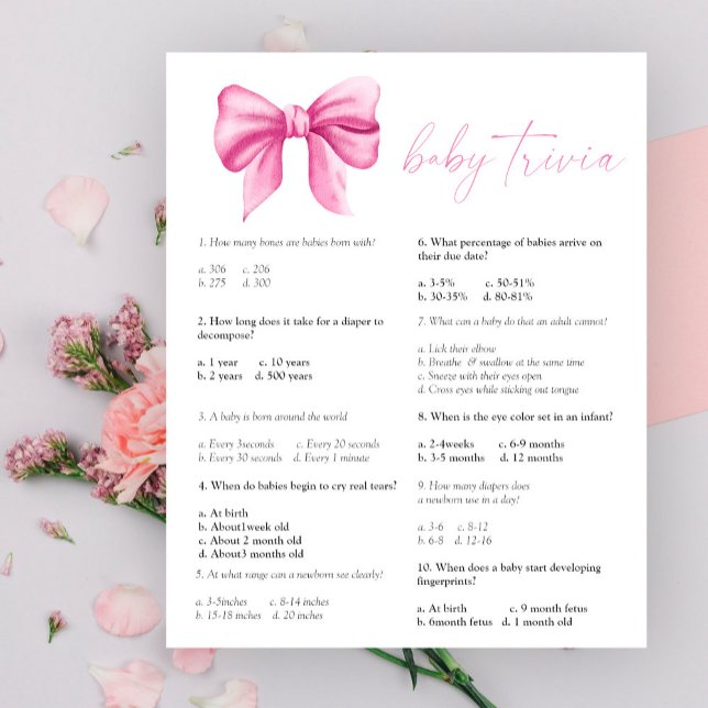 Rosa båge - Baby Trivia | Baby Shower-spel (Skapare uppladdad)